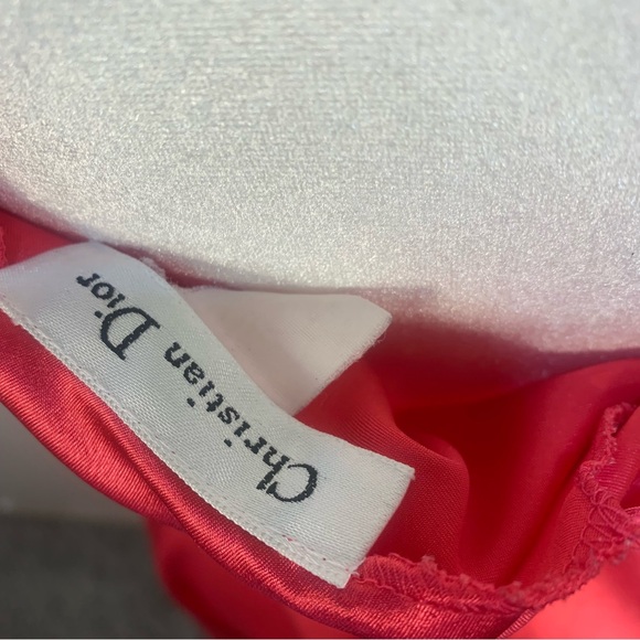 Christian Dior VTG Satin Logo Embroidered Full Length Slip Dress - Picture 5 of 15